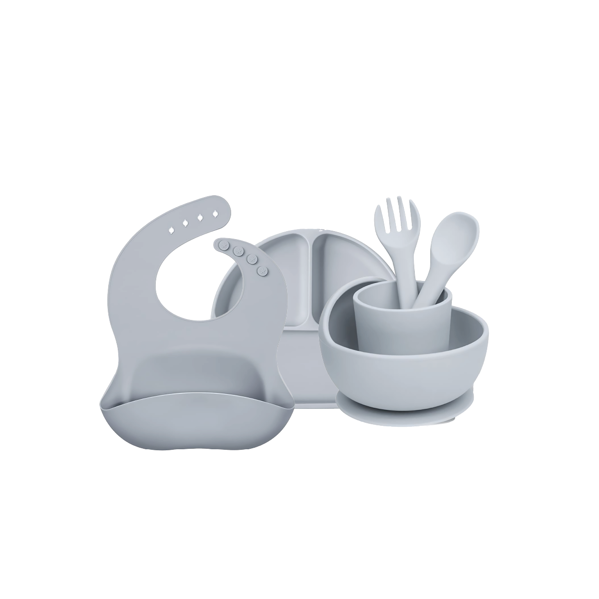 SILICONE BABY MEAL TIME SET